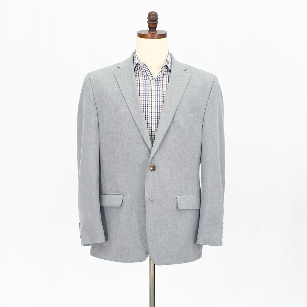 Chaps 44R Gray Blazer Sport Coat Jacket 2-Button Solid Y303